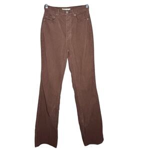 PACSUN / brown corduroy button fly high waist bootcut pants / 24